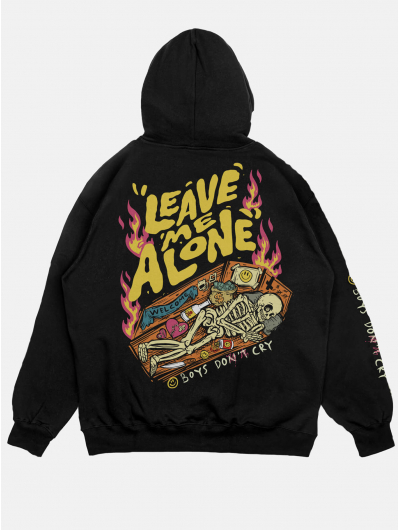 Худи LEAVE ME ALONE свободного кроя черный 