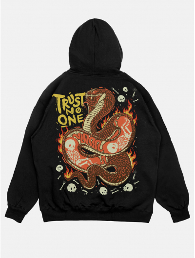 Худи TRUST NO ONE свободного кроя черный 