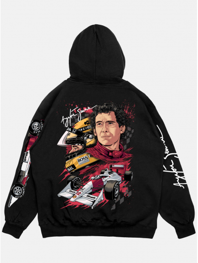 Худи AYRTON SENNA свободного кроя черный 
