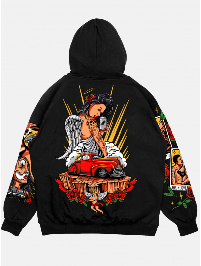 Худи CHICANO LOVE свободного кроя черный 