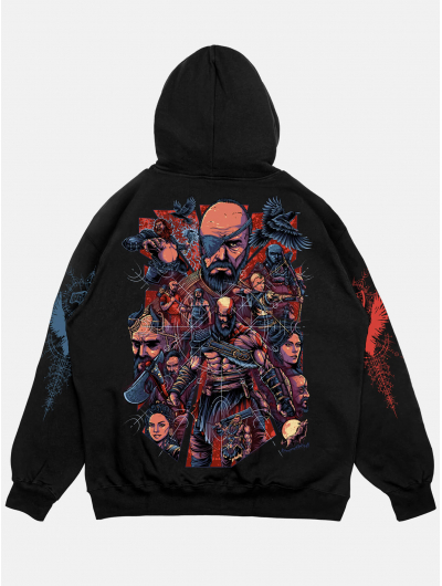 Худи GOD OF WAR свободного кроя черный 