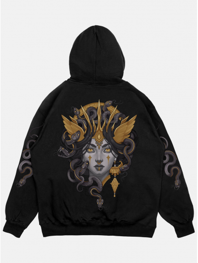 Худи MEDUSA свободного кроя черный 