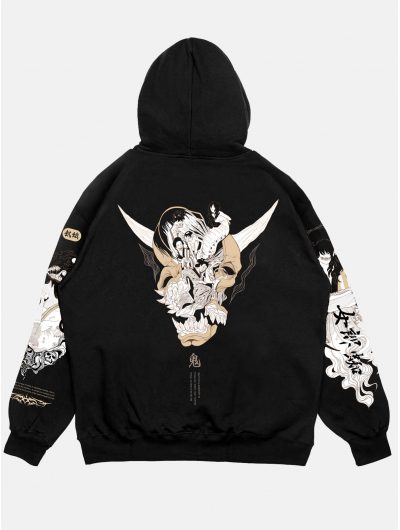 Худи YOKAI свободного кроя черный 