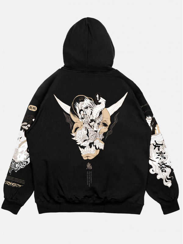 Худи YOKAI свободного кроя черный 